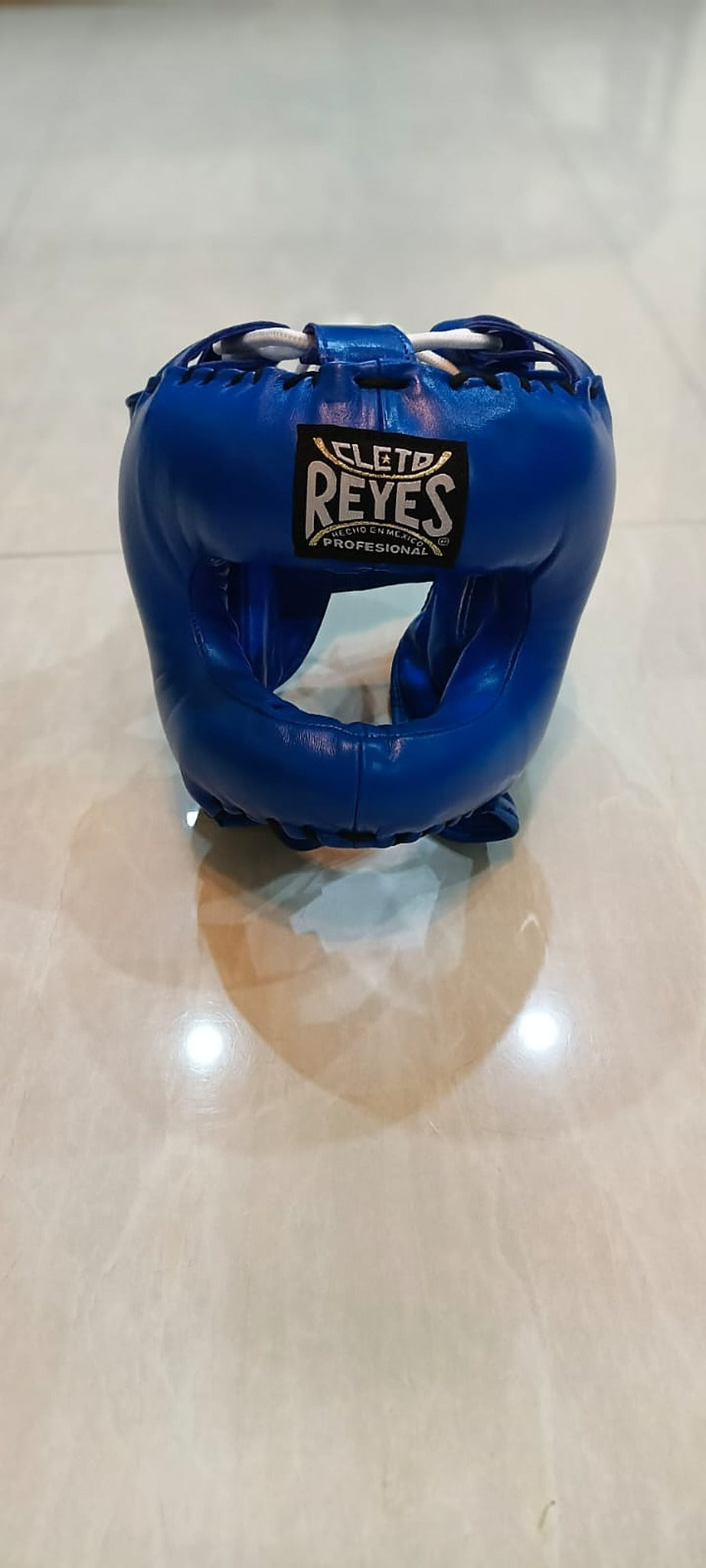 Royal blue Cleto Reyes groin guard from the three-piece boxing set, front view