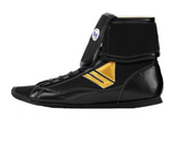 Winning Mid-Cut FOLD Type Boxing Shoes, All Black with Gold Chevrons