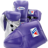 Winning Purple Boxing Set with Silver Palm Lace-Up Gloves