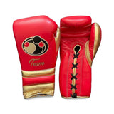 Grant Bright Red Boxing Gloves with Gold Cuff and Accents
