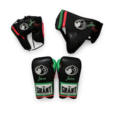 Grant Black Tricolor Trim Set: Gloves, Headgear, Groin Guard