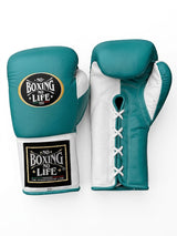 No Boxing No Life Deep Teal Boxing Gloves with White Palm
