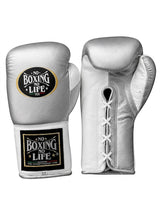 No Boxing No Life Chrome Silver Gloves with White Palm