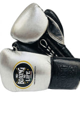 No Boxing No Life Chrome Silver and Black Lace-Up Gloves