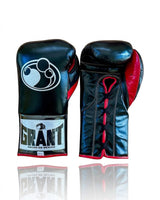 Grant Black Lace-Up Gloves with Red Laces and Red Lining