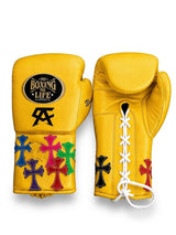 No Boxing No Life Yellow Cross-Patch Gloves, Black Monogram