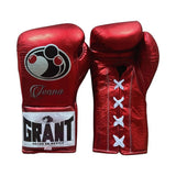 Grant All-Over Metallic Red Lace-Up Gloves, 6 oz to 18 oz