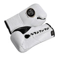 No Boxing No Life lace-up boxing gloves with white back, black palm and black laces