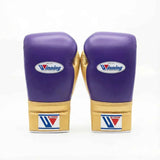 Winning Purple Lace-Up Gloves with Gold Cuff Accent