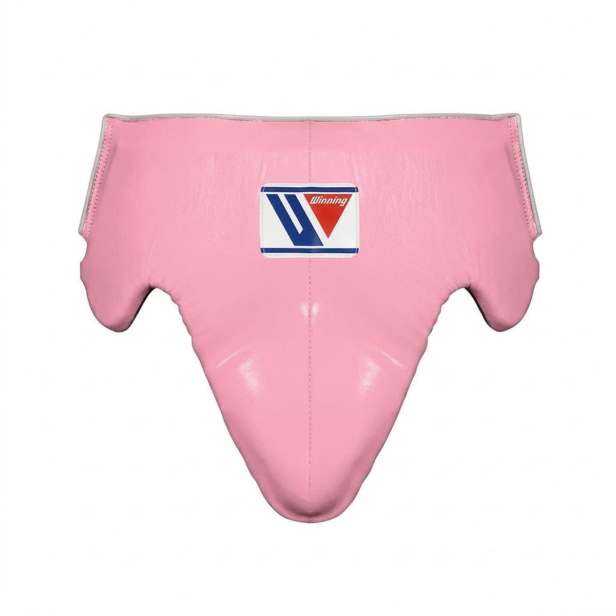 Winning groin guard in a solid bright pink color from edge to edge, with wide waistband and cup